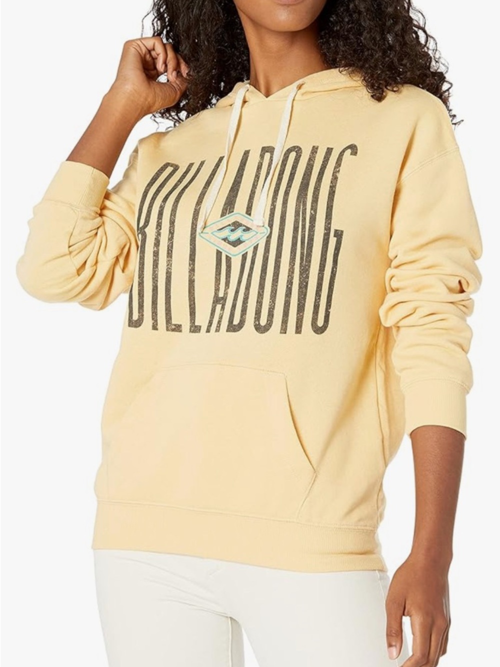 Billabong Pale Yellow Pullover Hoodie with Logo